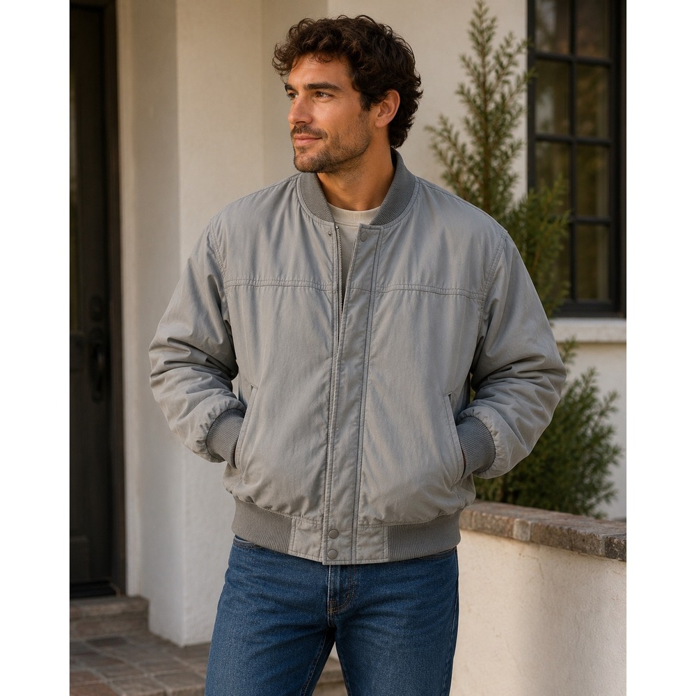Arnold Palmer Vintage Gray Bomber Jacket Mens XL Full Zip Insulated